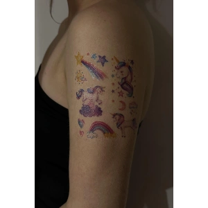 Geçici Unicorn Figürlü Simli Dövme Tattoo