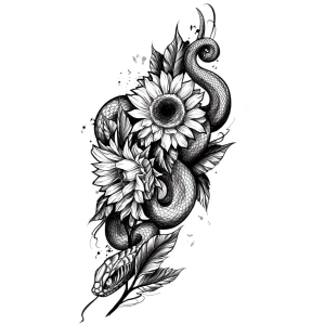 Geçici Yılan Ve Çiçek Figürlü Dövme Tattoo