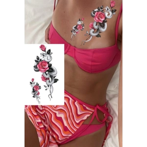 Geçici Yılan Ve Gül Figürlü Dövme Tattoo