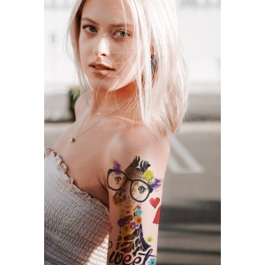 Geçici Zürafa, Kalp, Yazılı Dövme Tattoo