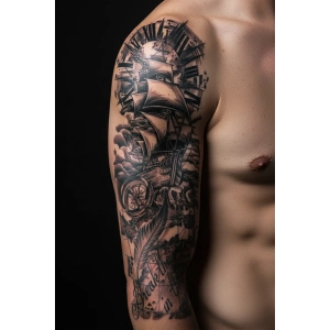 Gemi Figürlü 12 Saat Sonra Kararan Geçici Kol Dövme Tattoo
