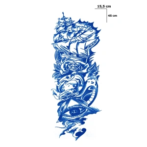 Gemi Figürlü Sonradan Kararan Yarı Kalıcı Geçici Kol Dövme Tattoo