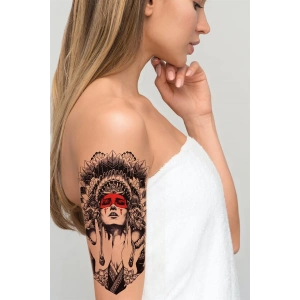 Gerçekçi Geçici Kızıldereli Kadın Dövme Tattoo