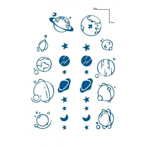 Gezegen Figürlü 12 Saat Sonra Kararan Geçici Dövme Tattoo