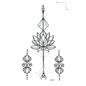 Göğüs Arası Lotus Geçici Dövme Tattoo