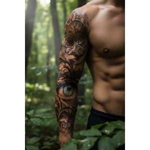 Göz Ve Gül Detaylı Kol Dövme Tattoo