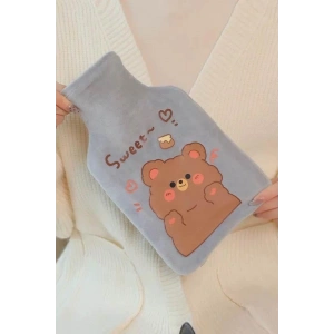 Gri Renk Ayıcık Figürlü Peluş Sıcak Su Torbası