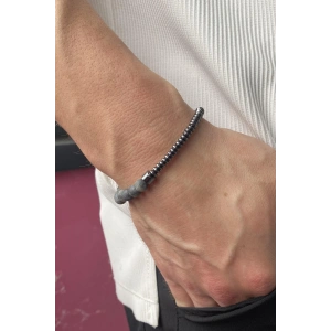 Gri Renk Boncuk Erkek Bileklik