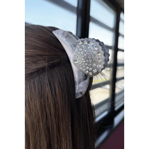 Gri Renk Deniz Kabuğu Figürlü Taş Detaylı Kemik Mandal Toka