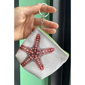 Gri Renk Deniz Yıldızı Figürlü Anahtarlık /Cüzdan