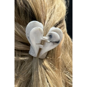 Gri Renk Kalp Figürlü Kemik Mandal Toka