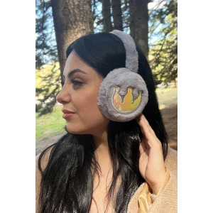 Gri Renk Taç Figürlü Peluş Kulaklık