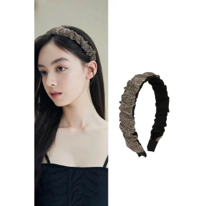 Gri Renk Taşlı Büzgü Detaylı Taç