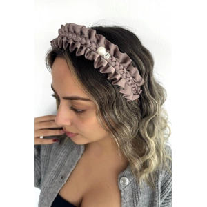 Gül Kurusu Renk Taş Detaylı Büzgülü Taç