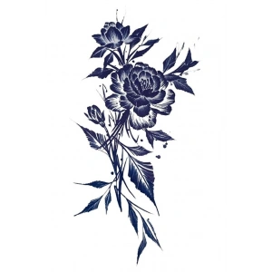 Gül Sonradan Kararan Yarı Kalıcı Geçici Dövme Tattoo