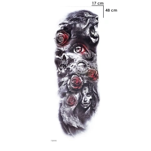 Gül Ve Aslan Kol Geçici Dövme Tattoo