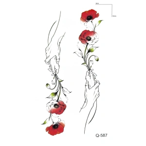 Gül ve El Geçici Dövme Tattoo