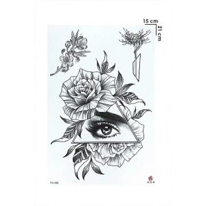 Gül Ve Göz Büyük Dövme Geçici Tattoo