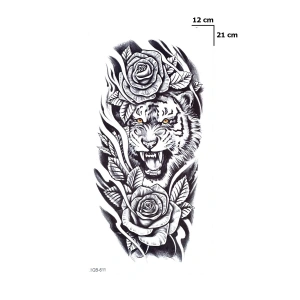 Gül Ve Kaplan Geçici Dövme Tattoo