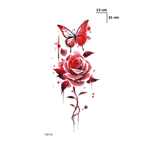 Gül Ve Kelebek Geçici Dövme Tattoo