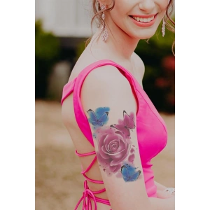 Gül ve Kelebek Geçici Dövme Tattoo