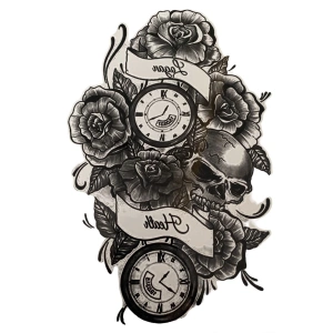 Gül Ve Kurukafa Büyük Geçici Dövme Tattoo