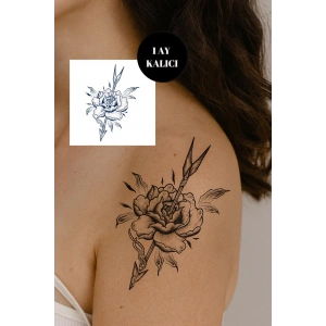 Gül Ve Ok Figürlü 12 Saat Sonra Kararan Geçici Mini Dövme Tattoo
