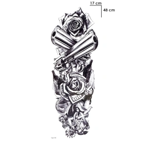Gül Ve Tabanca Kol Geçici Dövme Tattoo