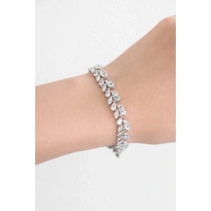 Gümüş Renk 14K Altın Kaplama Taşlı Bileklik