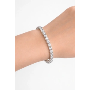 Gümüş Renk 14K Altın Kaplama Taşlı Bileklik