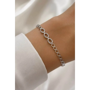 Gümüş Renk 14K Altın Kaplama Taşlı Bileklik