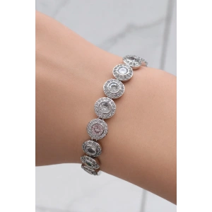 Gümüş Renk 14K Altın Kaplama Taşlı Bileklik