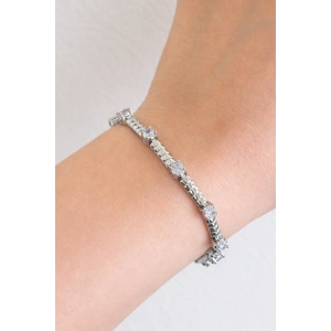 Gümüş Renk 14K Altın Kaplama Taşlı Cm Bileklik