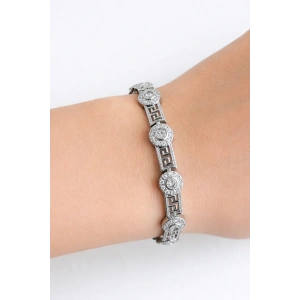 Gümüş Renk 14K Altın Kaplama Taşlı Cm Bileklik