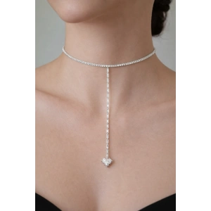 Gümüş Renk 14K Altın Kaplama Vip Choker Kolye