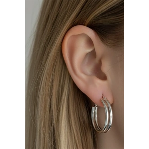 Gümüş Renk 20MM Halka Küpe (Çift)