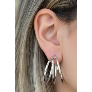 Gümüş Renk 25MM Halka Küpe (Çift)