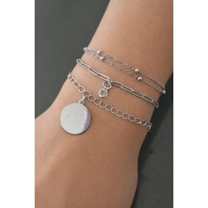 Gümüş Renk 3lü Çelik Bileklik