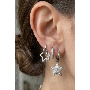 Gümüş Renk 3lü Ysx Küpe Set