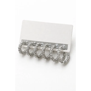 Gümüş Renk 6lı Halka Küpe Set