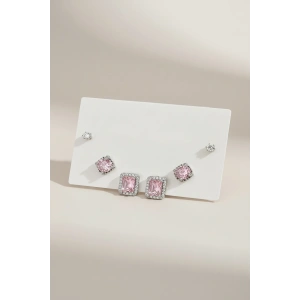 Gümüş Renk 6lı Taş Detaylı Set Küpe