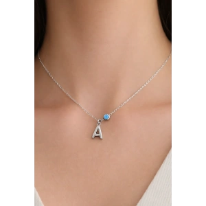 Gümüş Renk A Harf Çelik Kolye