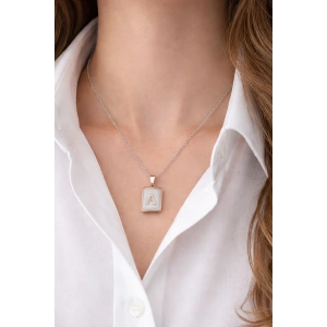 Gümüş Renk A Harf Çelik Kolye