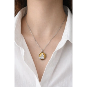 Gümüş Renk Arı Figürlü Çelik Kolye