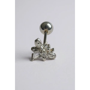 Gümüş Renk Arı Figürlü Cerrahi Çelik Tragus/Kıkırdak Küpe/Piercing (Tek)