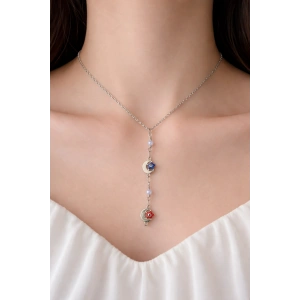 Gümüş Renk Ay Ve Yıldız Figürlü Çelik Kolye