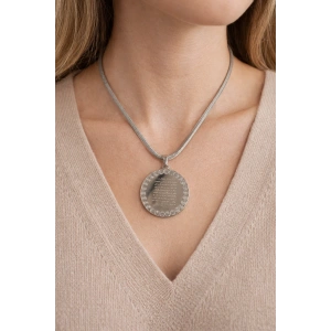 Gümüş Renk Ayet Yazılı Çelik Kolye