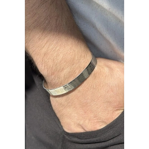 Gümüş Renk Ayetel Kürsi Yazılı Erkek Kelepçe Bileklik