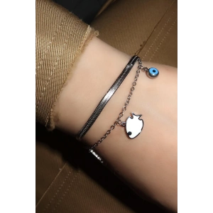 Gümüş Renk Balık Figürlü Göz Detaylı Çelik Bileklik