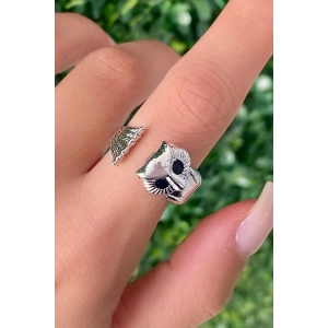 Gümüş Renk Baykuş Figürlü Metal Ayarlanabilir Yüzük